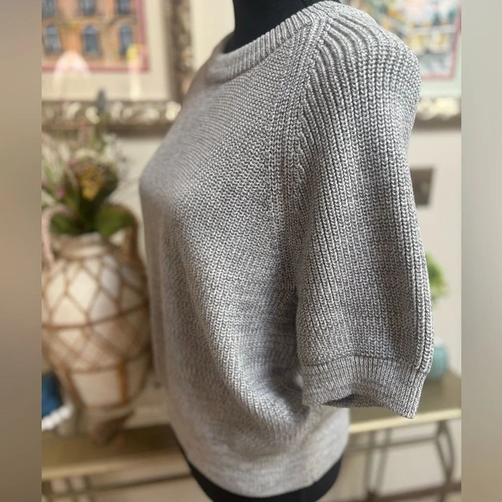 WHITE+WARREN CLASSIC LUXURY ORGANIC COTTON GREY MARL CREWNECK SWEATER SIZE MED - Picture 6 of 11